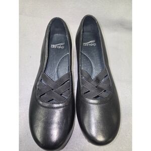 Dansko Black Leather Wedge Slip On Shoes Women US Size 7.5 EU 38